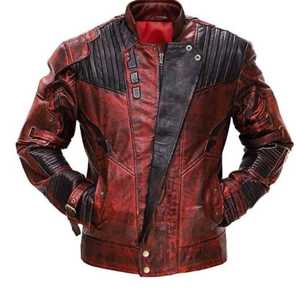 chris pratt red leather jacket
