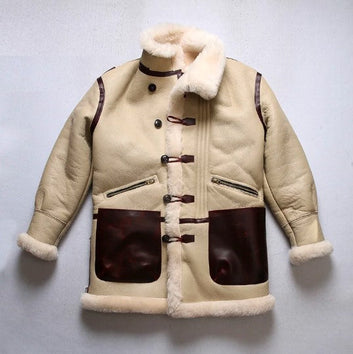 Winter High Quality Thickened B7 Bomber Sheepskin Leather Jacket