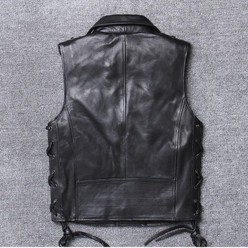Men's Premium Cowhide Motorcycle Vest - Vintage Designer Style