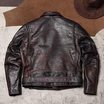 Men's Vintage Style Cowhide Leather Motorcycle Jacket - Premium Quality