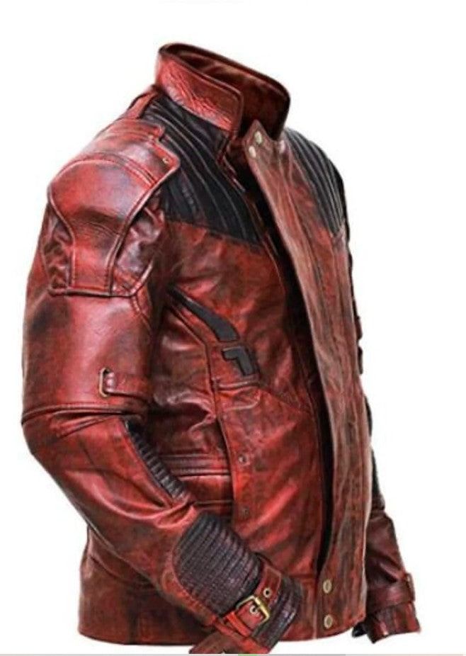 chris pratt red leather jacket