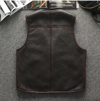 Sheepskin Genuine Leather Men's Vest: B3 Style with Wool Lining
