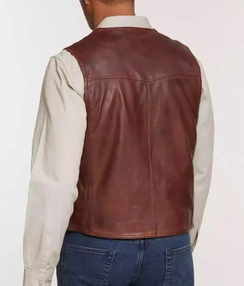 Men's Distressed Lambskin Leather Vest