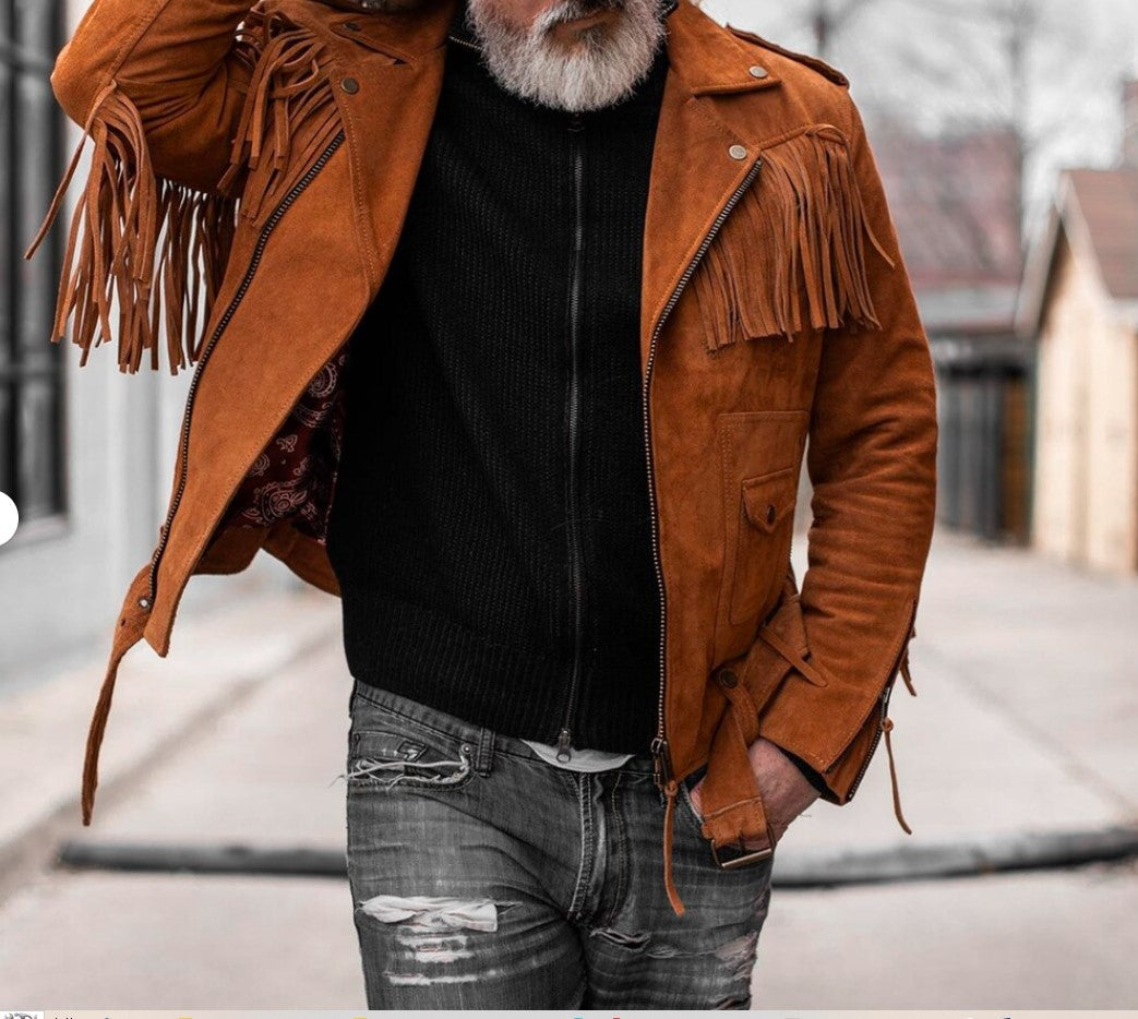 suede fringe biker jacket
