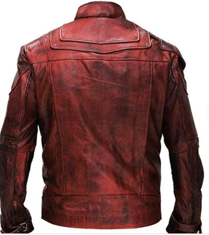 chris pratt red leather jacket