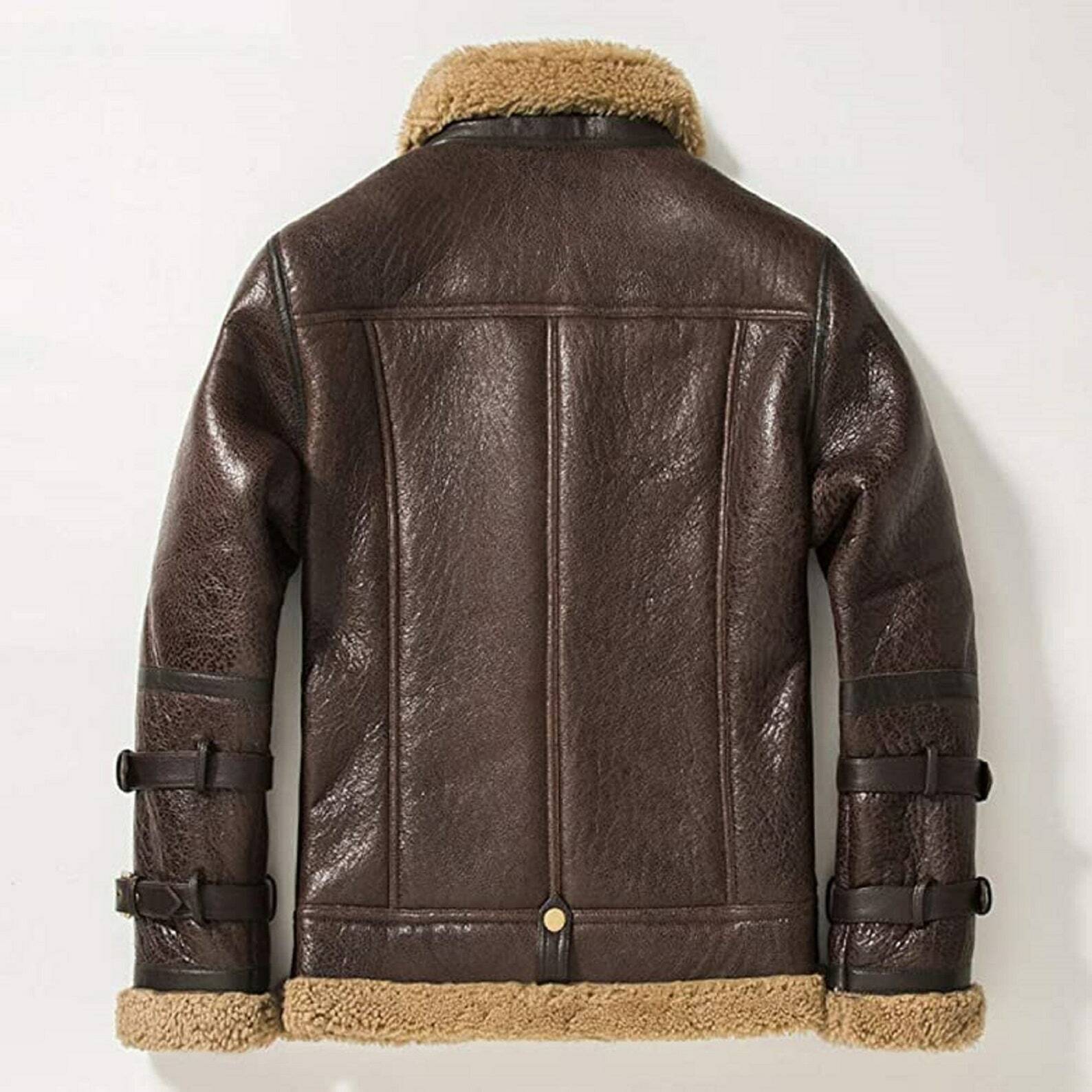 brown shearling bomber jacket