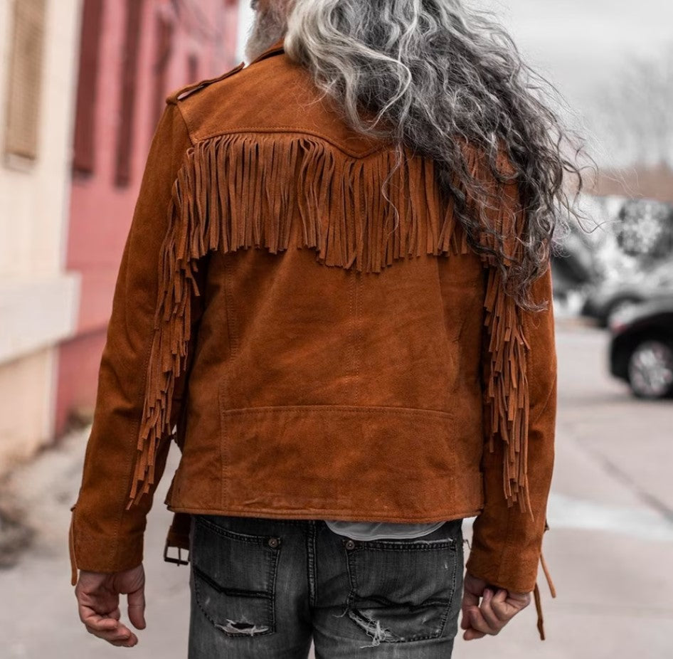 suede fringe biker jacket