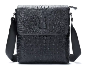 Men’s Crocodile Leather Satchel Crossbody Bag - Image 2